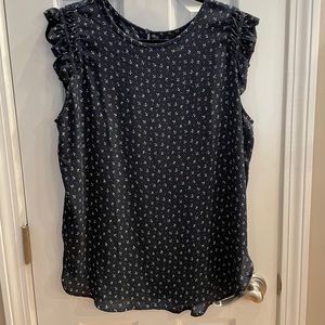Like New! Navy Blue Patterned Blouse from Loft